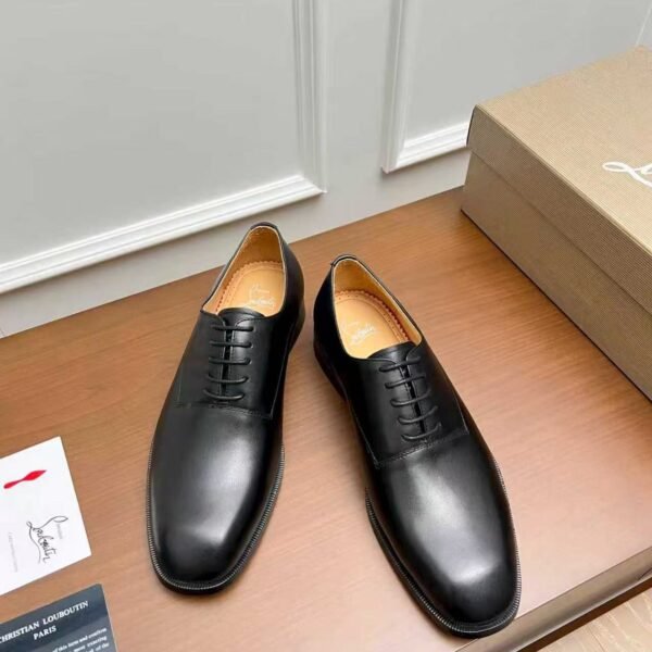 Men's Red Bottom Dress Shoes - Genuine Leather Derby Oxfords with Metal Details