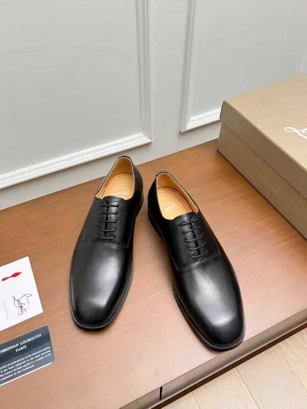 Men's Red Bottom Dress Shoes - Genuine Leather Derby Oxfords with Metal Details
