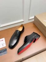 Men's Red Bottom Dress Shoes - Genuine Leather Derby Oxfords with Metal Details