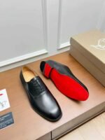 Men's Red Bottom Dress Shoes - Genuine Leather Derby Oxfords with Metal Details