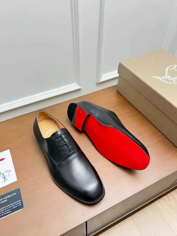 Men's Red Bottom Dress Shoes - Genuine Leather Derby Oxfords with Metal Details