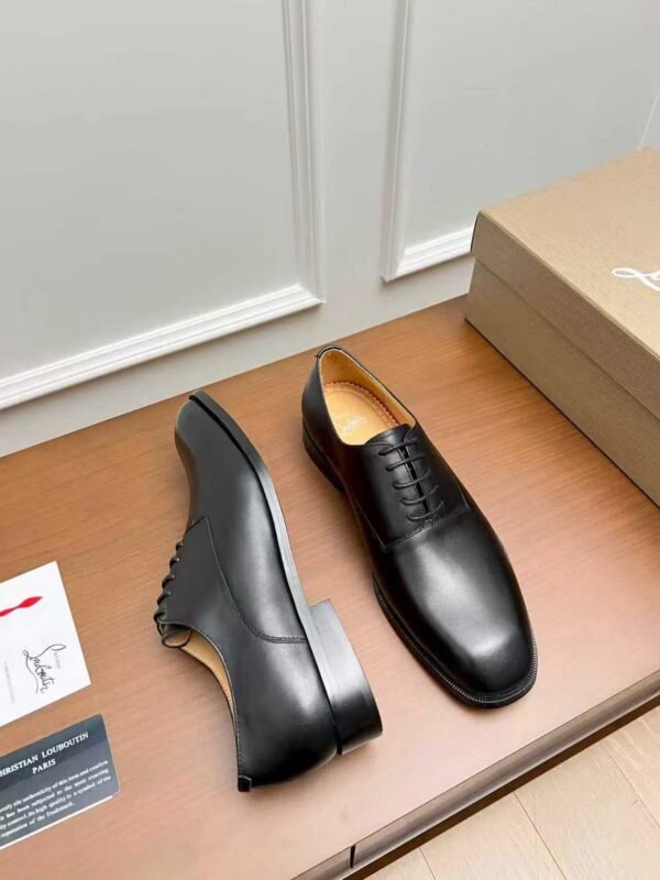 Men's Red Bottom Dress Shoes - Genuine Leather Derby Oxfords with Metal Details