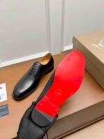 Men's Red Bottom Dress Shoes - Genuine Leather Derby Oxfords with Metal Details