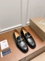 Men's Black Patent Leather Dress Loafers with Metal Accent