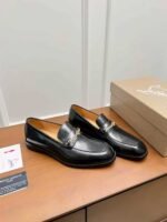 Men's Black Patent Leather Dress Loafers with Metal Accent