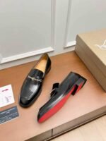 Men's Black Patent Leather Dress Loafers with Metal Accent