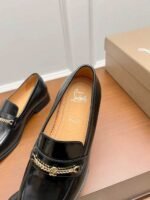 Men's Black Patent Leather Dress Loafers with Metal Accent