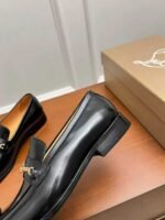 Men's Black Patent Leather Dress Loafers with Metal Accent