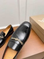 Men's Black Patent Leather Dress Loafers with Metal Accent