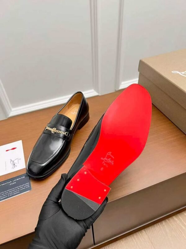 Men's Black Patent Leather Dress Loafers with Metal Accent