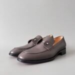 Men's Genuine Leather Penny Loafers - Comfortable Slip-On Dress Shoes with Metal Detail