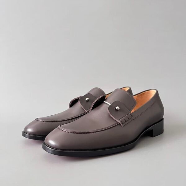 Men's Genuine Leather Penny Loafers - Comfortable Slip-On Dress Shoes with Metal Detail