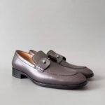 Men's Genuine Leather Penny Loafers - Comfortable Slip-On Dress Shoes with Metal Detail
