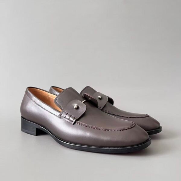 Men's Genuine Leather Penny Loafers - Comfortable Slip-On Dress Shoes with Metal Detail