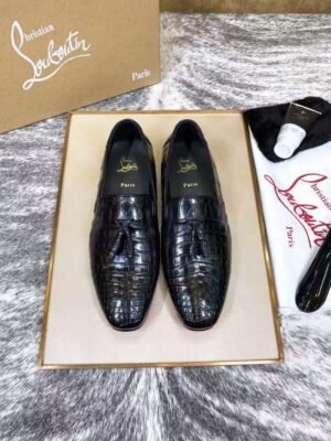 Genuine Leather Crocodile Belly Pattern Tassel Loafers - Handcrafted Premium Men's Slip-On Dress Shoes