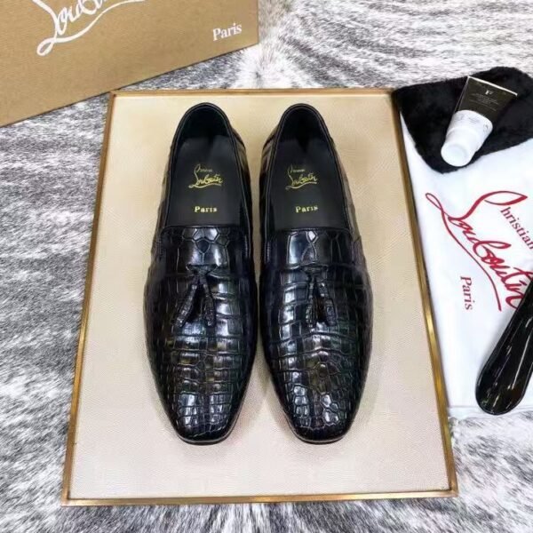 Genuine Leather Crocodile Belly Pattern Tassel Loafers - Handcrafted Premium Men's Slip-On Dress Shoes