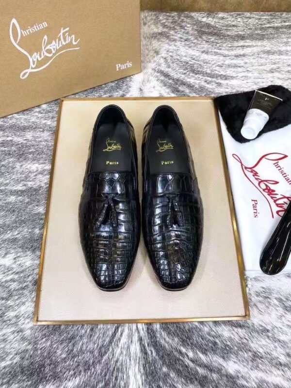 Genuine Leather Crocodile Belly Pattern Tassel Loafers - Handcrafted Premium Men's Slip-On Dress Shoes