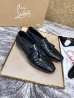 Genuine Leather Crocodile Belly Pattern Tassel Loafers - Handcrafted Premium Men's Slip-On Dress Shoes