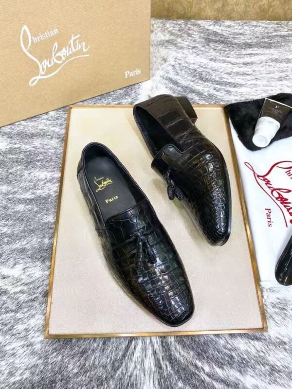 Genuine Leather Crocodile Belly Pattern Tassel Loafers - Handcrafted Premium Men's Slip-On Dress Shoes