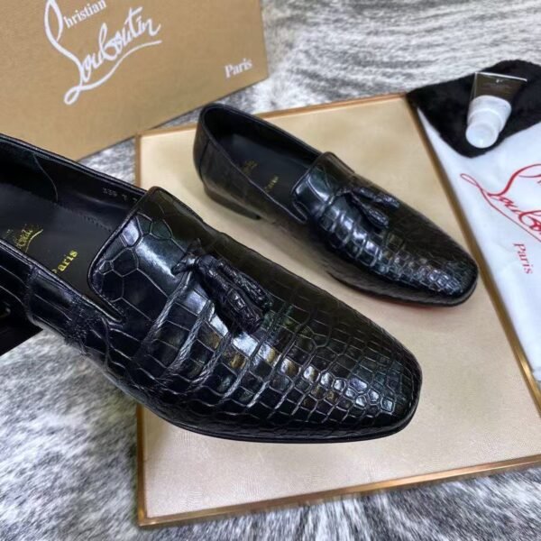 Genuine Leather Crocodile Belly Pattern Tassel Loafers - Handcrafted Premium Men's Slip-On Dress Shoes