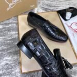 Genuine Leather Crocodile Belly Pattern Tassel Loafers - Handcrafted Premium Men's Slip-On Dress Shoes