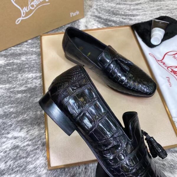 Genuine Leather Crocodile Belly Pattern Tassel Loafers - Handcrafted Premium Men's Slip-On Dress Shoes