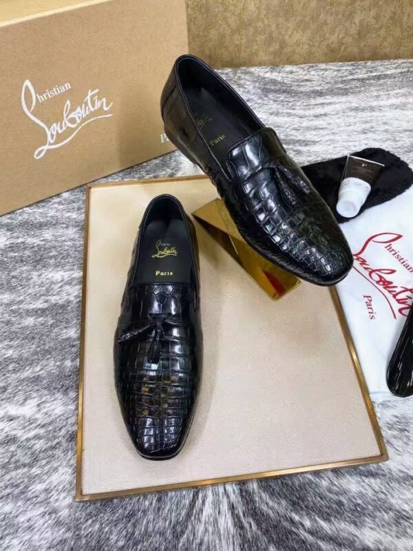 Genuine Leather Crocodile Belly Pattern Tassel Loafers - Handcrafted Premium Men's Slip-On Dress Shoes