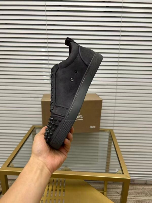 Unisex Dark Grey Spiked Leather Low-Tops - High Street Fashion Sneakers