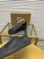 Unisex Dark Grey Spiked Leather Low-Tops - High Street Fashion Sneakers