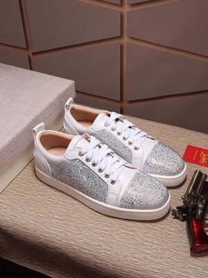 Unisex Sparkly Crystal Toe Low Top Sneakers – Premium Suede Leather Dress Casual Shoes for Parties