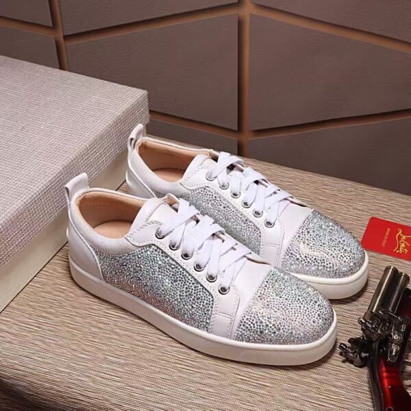 Unisex Sparkly Crystal Toe Low Top Sneakers – Premium Suede Leather Dress Casual Shoes for Parties