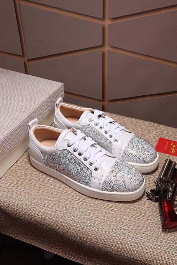 Unisex Sparkly Crystal Toe Low Top Sneakers – Premium Suede Leather Dress Casual Shoes for Parties