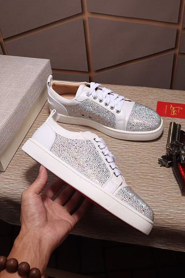 Unisex Sparkly Crystal Toe Low Top Sneakers – Premium Suede Leather Dress Casual Shoes for Parties