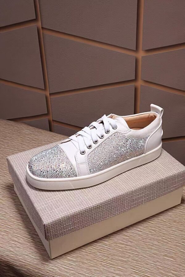 Unisex Sparkly Crystal Toe Low Top Sneakers – Premium Suede Leather Dress Casual Shoes for Parties