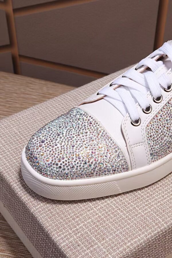 Unisex Sparkly Crystal Toe Low Top Sneakers – Premium Suede Leather Dress Casual Shoes for Parties