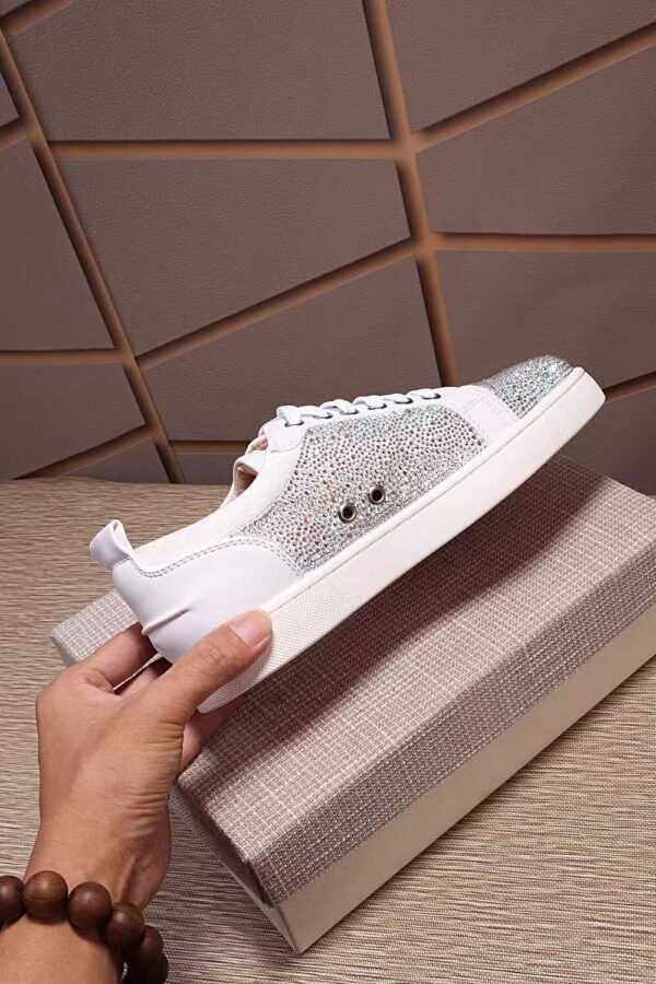 Unisex Sparkly Crystal Toe Low Top Sneakers – Premium Suede Leather Dress Casual Shoes for Parties
