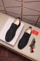 Unisex Sparkly Black Crystal Low Top Sneakers with Red Bottom