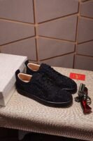 Unisex Sparkly Black Crystal Low Top Sneakers with Red Bottom