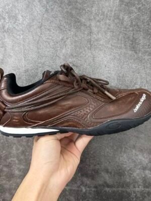 Men's Distressed Leather Low-Top Sneakers – Lightweight Vintage Slim Casual Shoes
