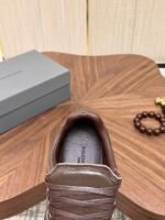 Men's Leather Low-Top Skate Sneakers - Vintage Olive Brown Chunky Streetwear Shoes