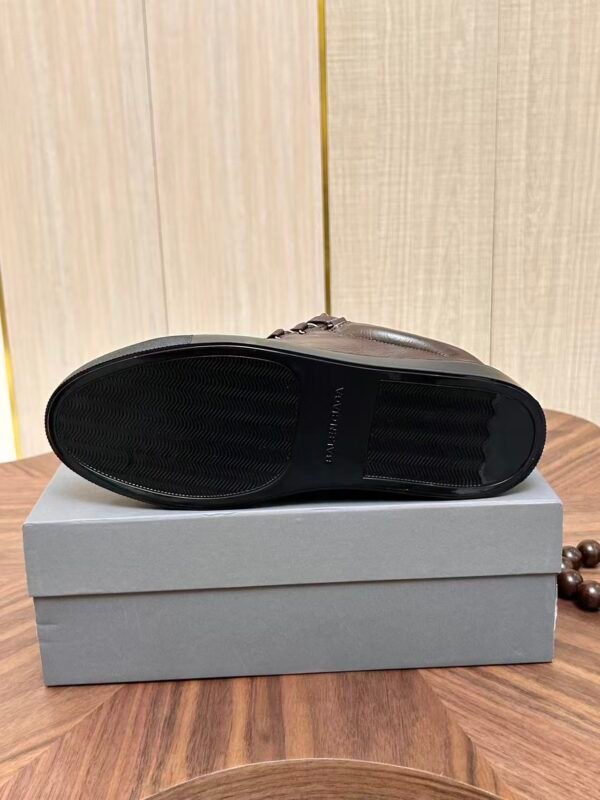 Men's Leather Low-Top Skate Sneakers - Vintage Olive Brown Chunky Streetwear Shoes