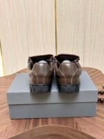 Men's Leather Low-Top Skate Sneakers - Vintage Olive Brown Chunky Streetwear Shoes