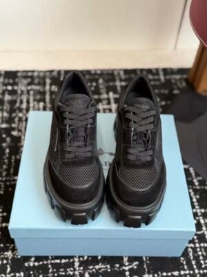 Premium Suede & Breathable Mesh Chunky Sneakers - Leather Lined Platform Lug Sole Shoes