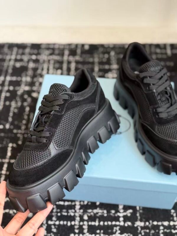 Premium Suede & Breathable Mesh Chunky Sneakers - Leather Lined Platform Lug Sole Shoes
