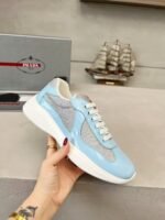 Men's & Women's Patent Leather Mesh Low-Top Sneakers - Baby Blue Luxury Streetwear Shoes