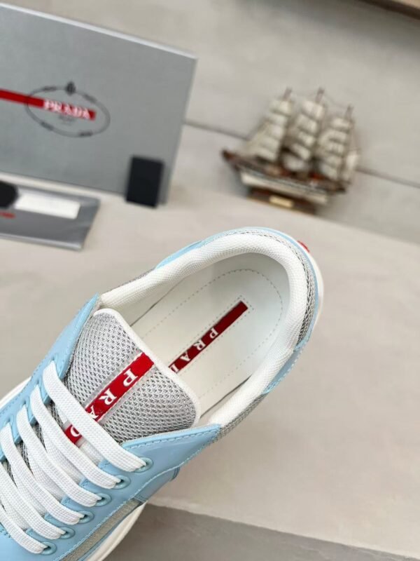 Men's & Women's Patent Leather Mesh Low-Top Sneakers - Baby Blue Luxury Streetwear Shoes
