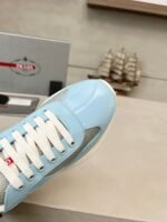 Men's & Women's Patent Leather Mesh Low-Top Sneakers - Baby Blue Luxury Streetwear Shoes