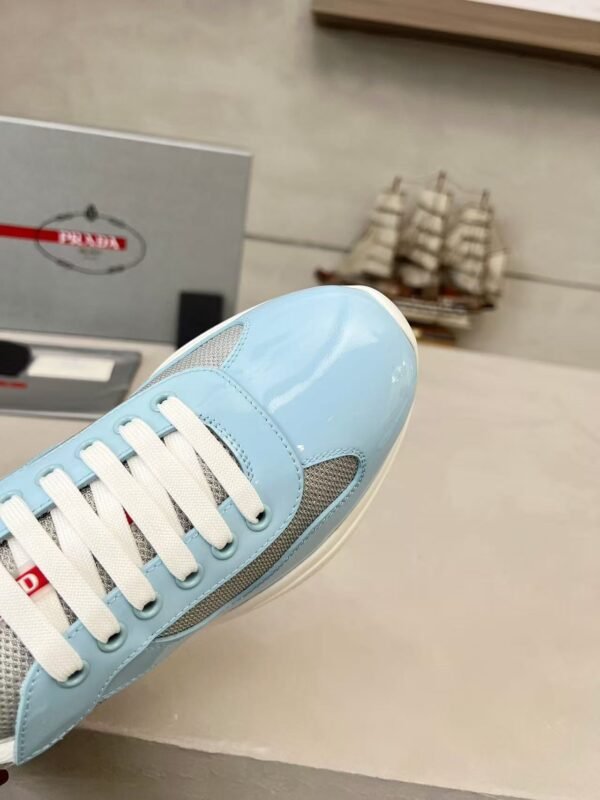 Men's & Women's Patent Leather Mesh Low-Top Sneakers - Baby Blue Luxury Streetwear Shoes