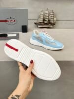 Men's & Women's Patent Leather Mesh Low-Top Sneakers - Baby Blue Luxury Streetwear Shoes