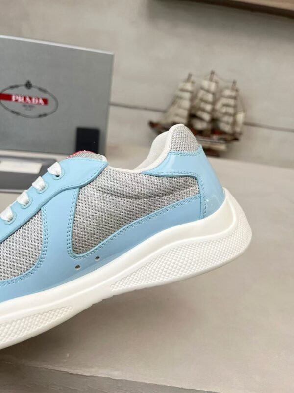 Men's & Women's Patent Leather Mesh Low-Top Sneakers - Baby Blue Luxury Streetwear Shoes